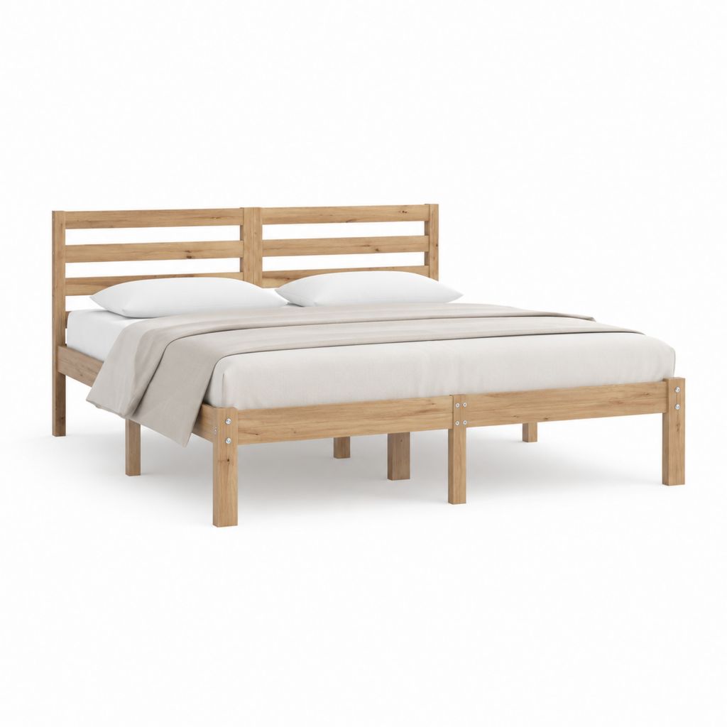 Doppelbett Bettgestell Natur massive Kiefer rechteckig 180 x 200 cm