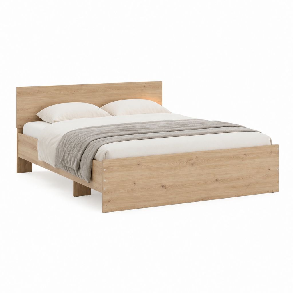 Doppelbett Bettgestell Eiche-Optik Spanplatte rechteckig 180 x 200 cm