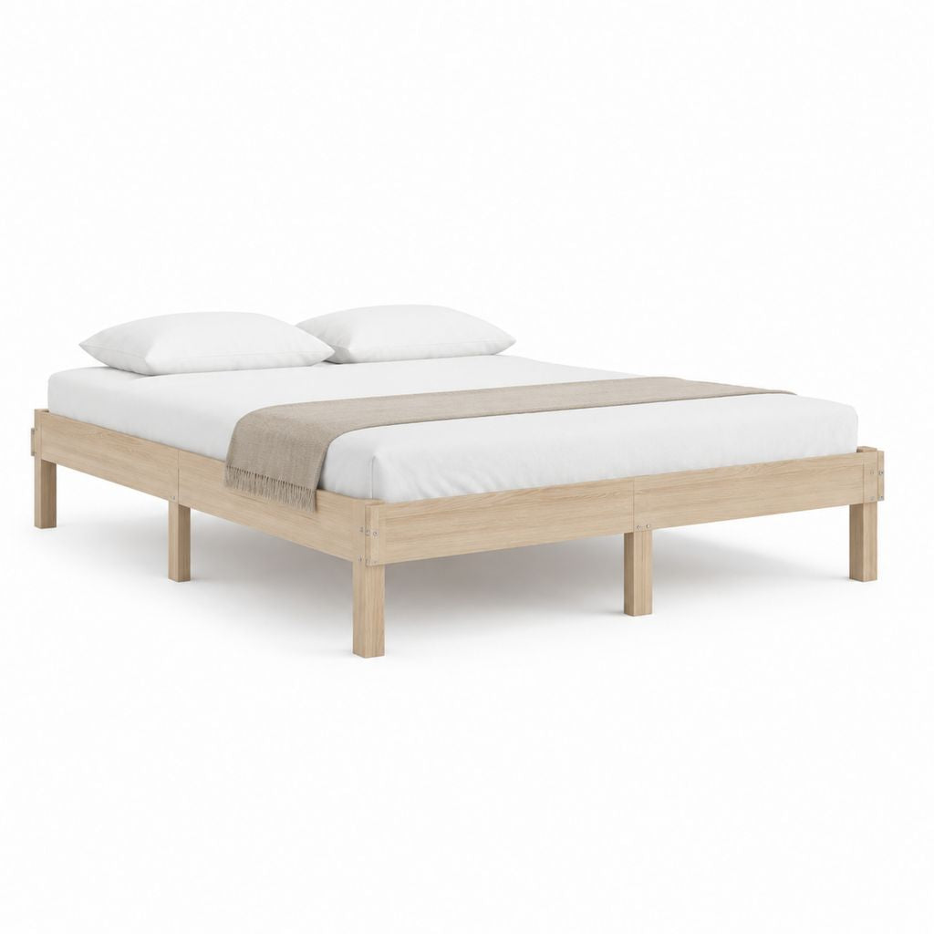 Bettgestell Doppelbett Natur aus massivem Kiefernholz rechteckig für 160 x 200 cm Matratze