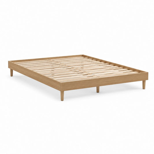 Bettgestell Natur aus massivem Kautschukholz rechteckig mit Lattenrost 160 x 200 cm