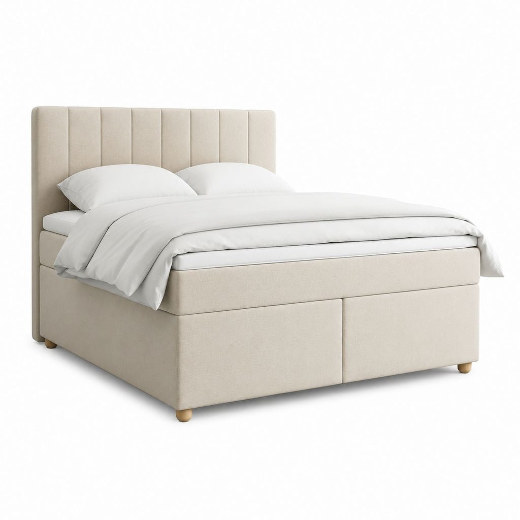 Polsterbett mit Stauraum Beige Polyester Rechteckig 180 x 200 cm