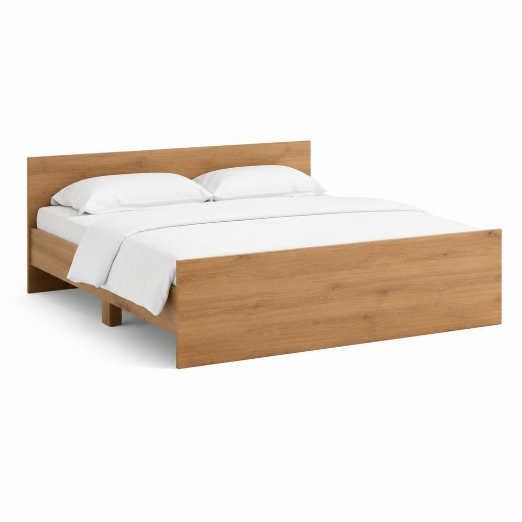 Doppelbett Bettgestell Eiche-Optik Spanplatte rechteckig 160 x 200 cm