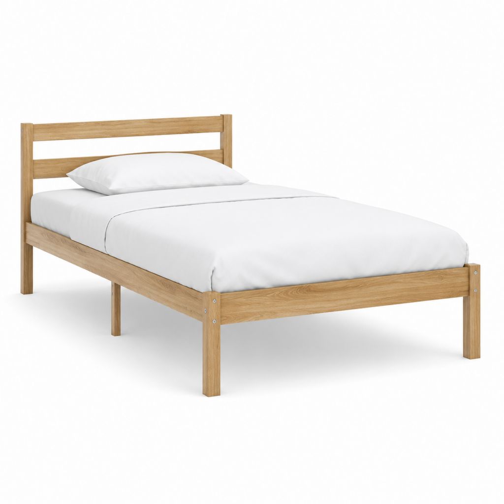 Einzelbett Bettgestell Eiche Massivholz rechteckig 90 x 200 cm