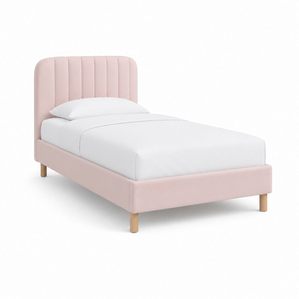 Polsterbett Einzelbett Rosa Samtbezug Rechteckig 90 x 200 cm