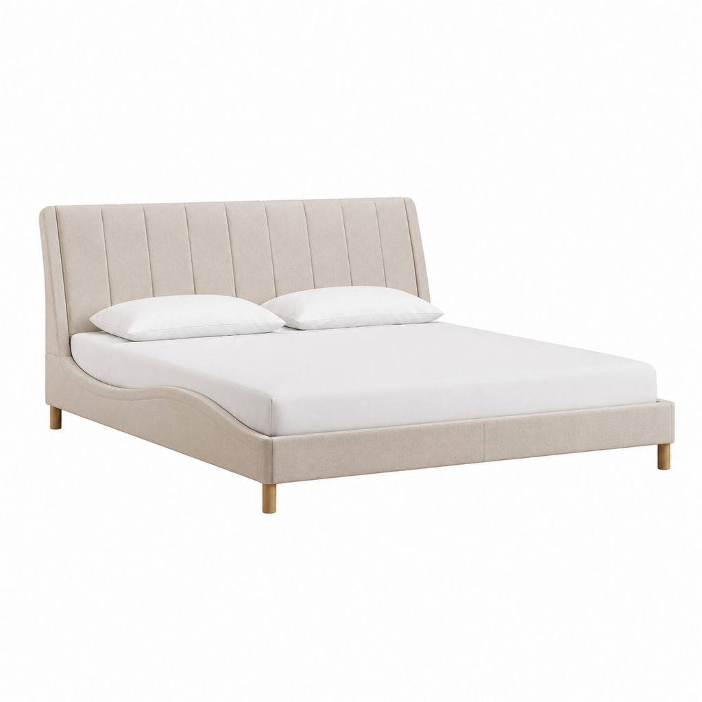 Polsterbett Doppelbett Beige Polyester-Samt Rechteckig Liegefläche 160 x 200 cm