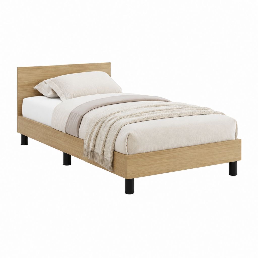 Einzelbett Bettgestell Eichefarben Spanplatte Rechteckig 90 x 200 cm