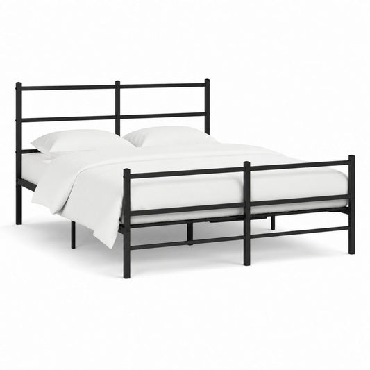 Metallbett Doppelbettgestell Schwarz pulverbeschichteter Stahl rechteckig 160 x 200 cm