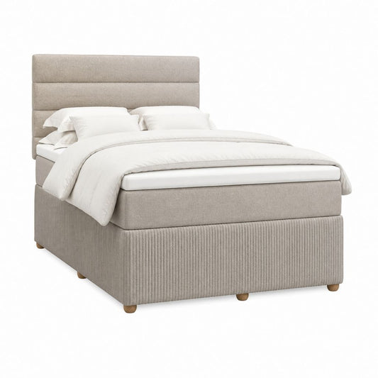 Polsterbett Beige mit Taschenfederkernmatratze 160 x 200 cm