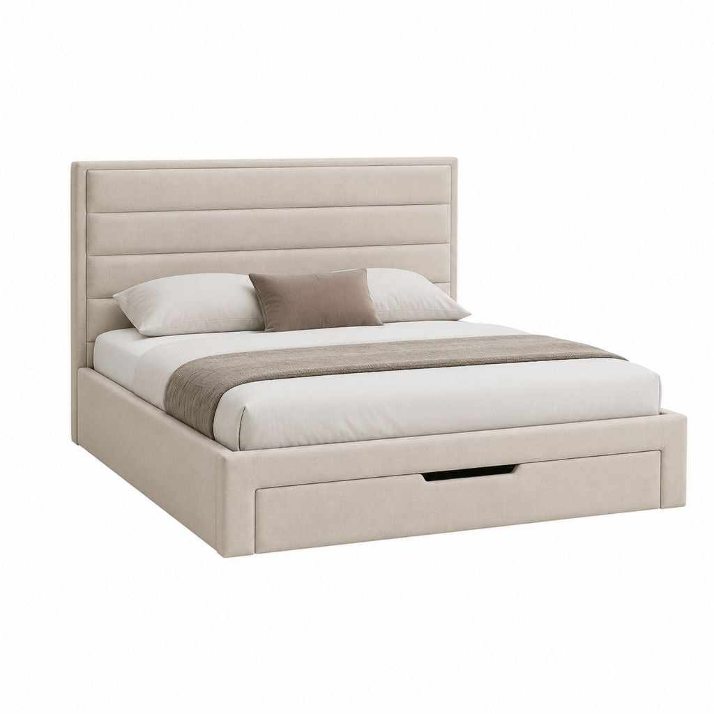 Polsterbett mit Schublade Beige Polyester Rechteckig 160 x 200 cm