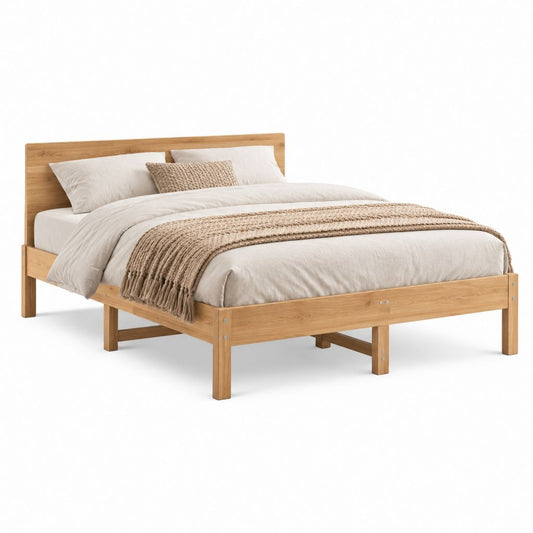 Doppelbett Bettgestell Natur aus Massivholz rechteckig für Matratze 160 x 200 cm