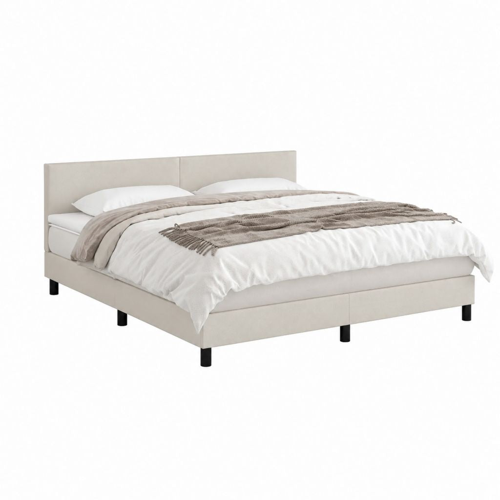 Polsterbett Doppelbett Beige mit Polyesterbezug 180 x 200 cm